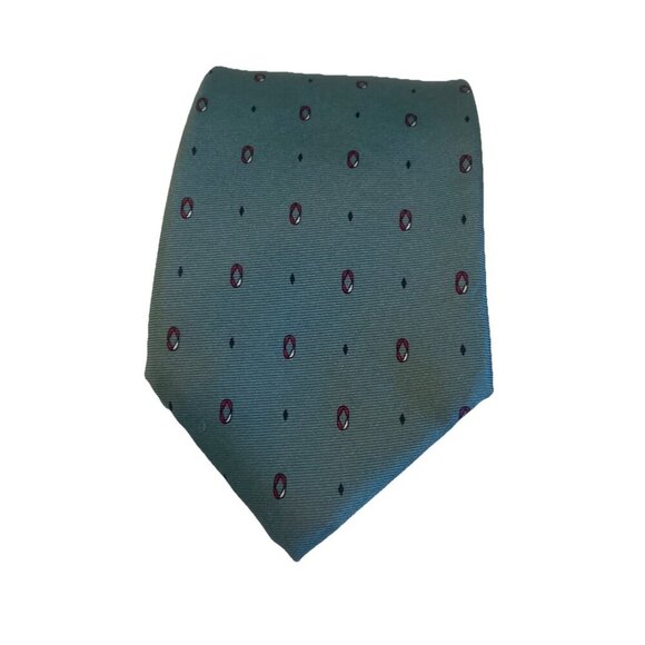 Christian Dior 1990's Vintage All Silk Paris New York Tie Green Geometric New - Picture 3 of 10